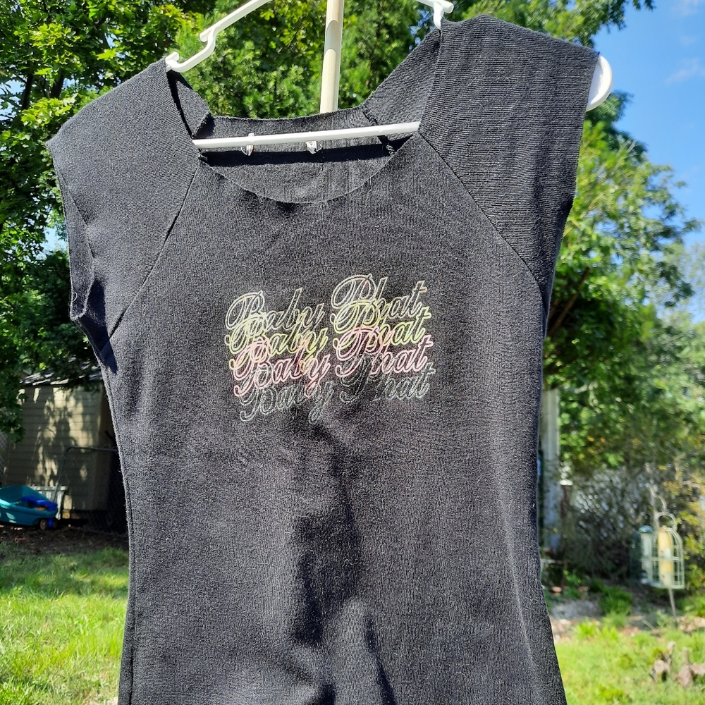 2000s Baby Phat Black Glitter Baby Tee